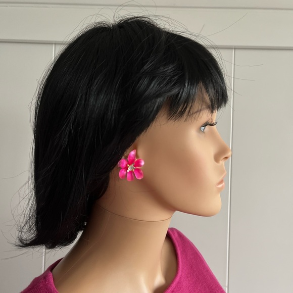 Pink Lucite Floral post Earrings